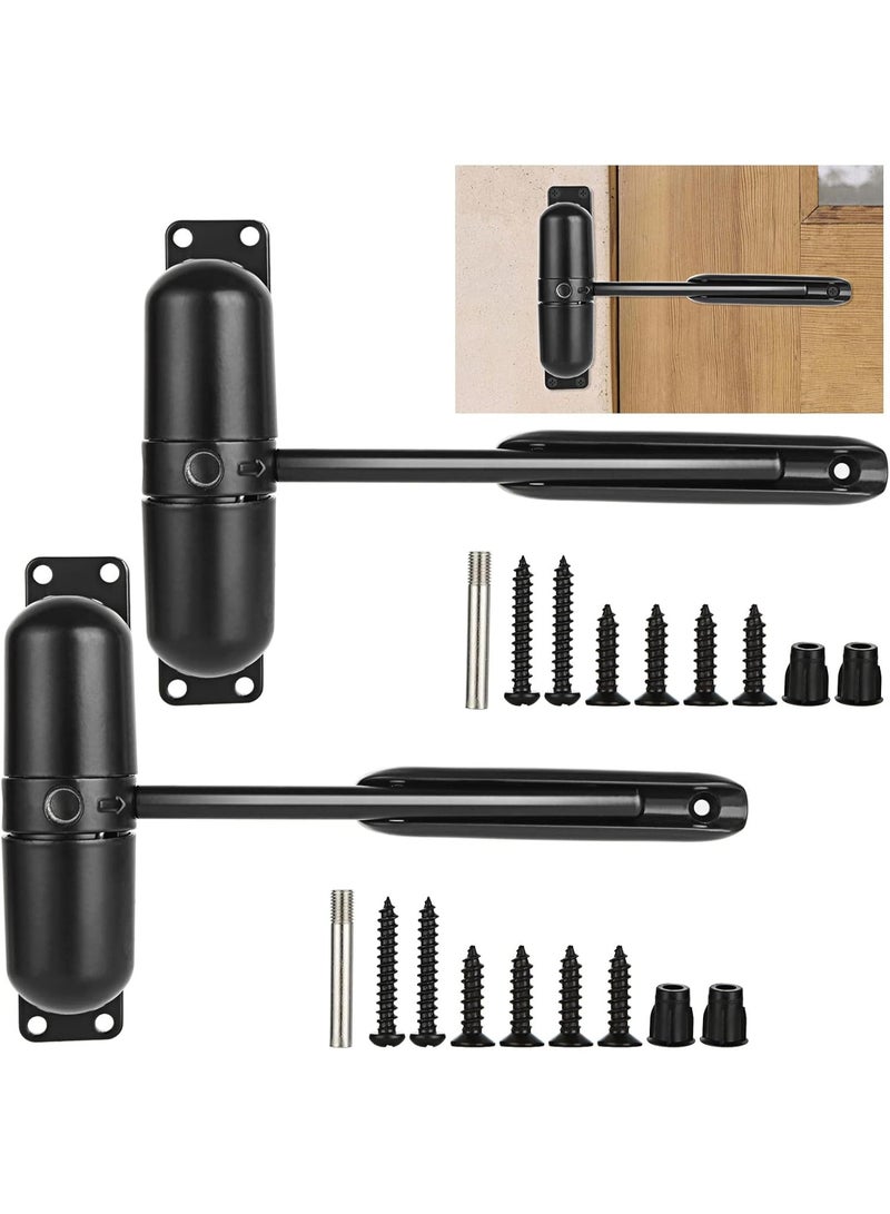 2 Pack Safety Spring Door Closers 4-1/4 inch Automatic Door Closer Residential, Auto Door Closer Adjustable Closing Door Hinge to Convert Hinged Doors to Self-Closing, Black - Image 1